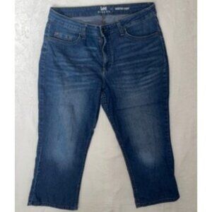 Lee Riders Midrise Capri Jeans Women 32x21 Blue Denim Cropped Ankle Pockets